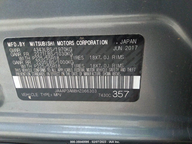 JA4AP3AW8HZ066303 Mitsubishi Outlander Sport Se 2.4