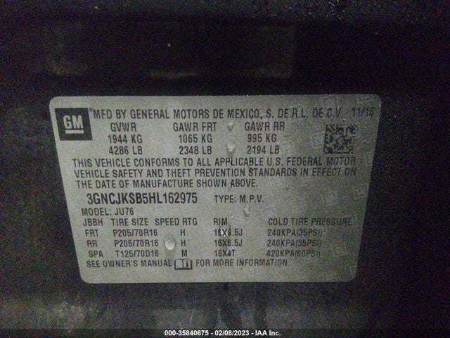 Chevrolet TRAX LS 2017 3GNCJKSB5HL162975 Image 8