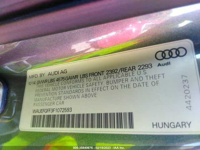 WAUEFGFF3F1072593 Audi A3 2.0t Premium Plus