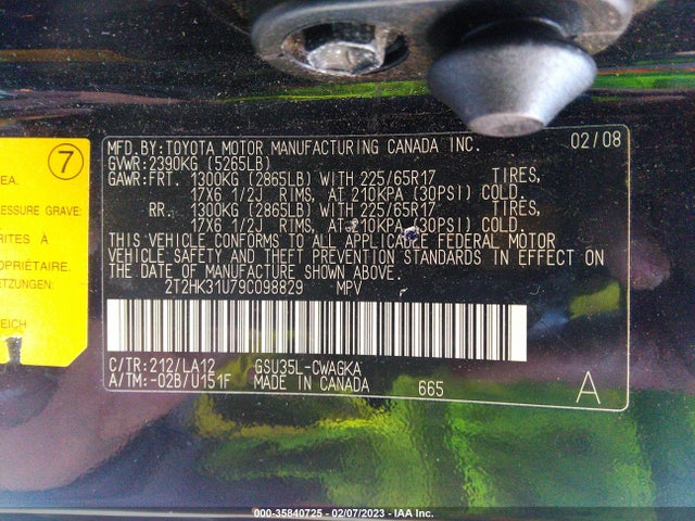2T2HK31U79C098829 Lexus RX 350