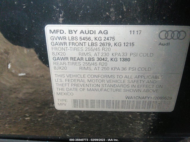 WA1CNAFY1J2089529 Audi Q5 Prestige/tech Prestige