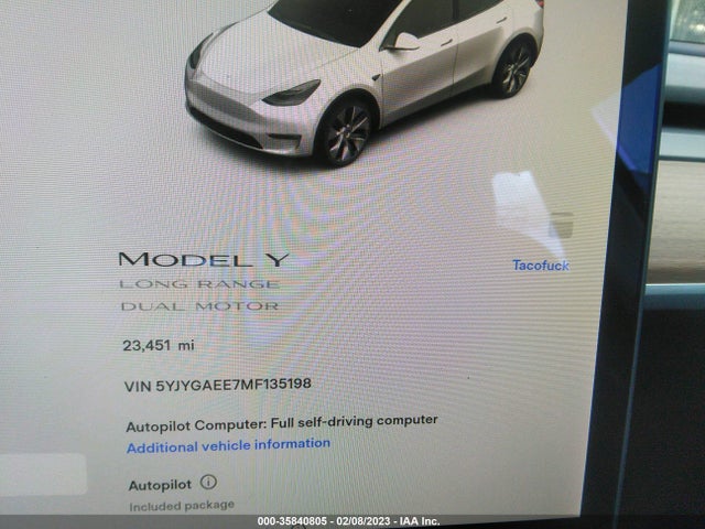 Tesla Model Y Long Range 2021 5YJYGAEE7MF135198 Image 9