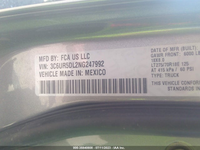 3C6UR5DL2NG247992 RAM 2500 Big Horn