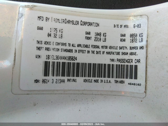Dodge Stratus Se 2004 1B3EL36XX4N185624 Image 10