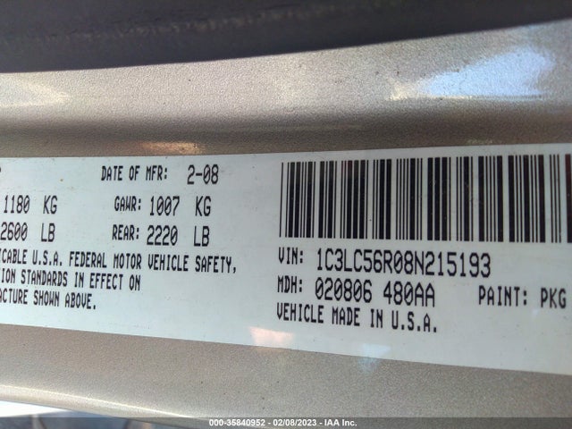 1C3LC56R08N215193 Chrysler Sebring Touring