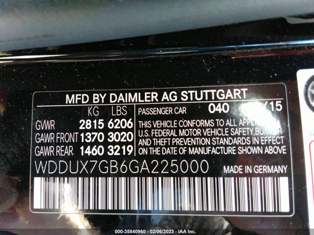 2016 Mercedes-Benz Maybach, VIN: WDDUX7GB6GA225000