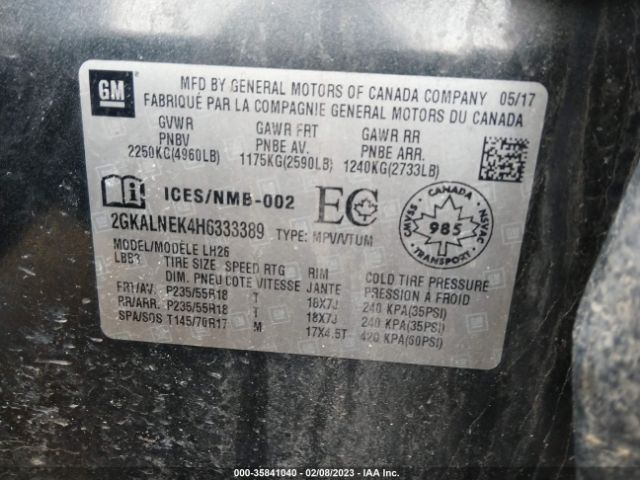 2GKALNEK4H6333389 GMC Terrain Sle