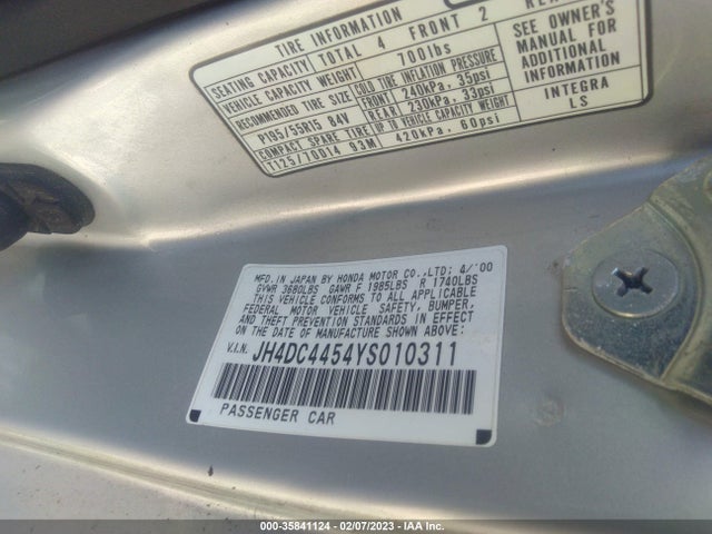 Acura Integra Ls 2000 JH4DC4454YS010311 Image 9