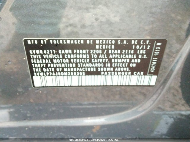 3VWLP7AJ9DM395305 Volkswagen Jetta Sedan Sel W/nav