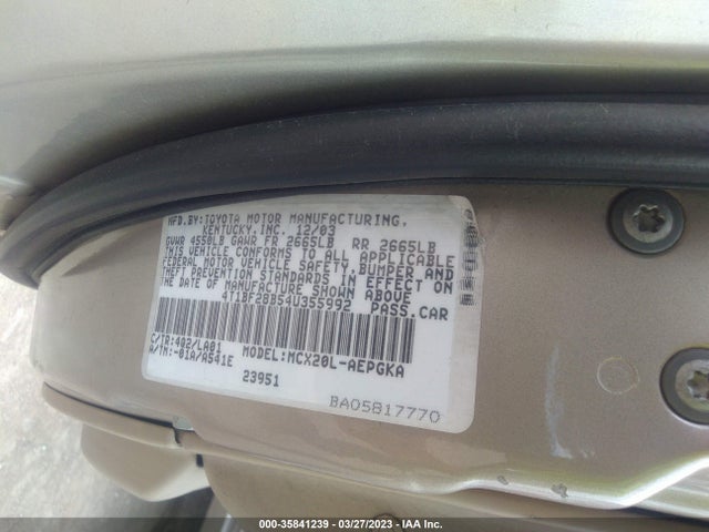 2004 TOYOTA AVALON XL/XLS VIN: 4T1BF28B54U355992
