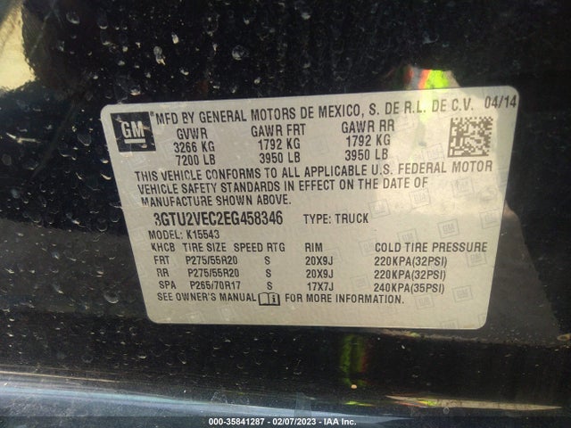 GMC Sierra 1500 Slt 2014 3GTU2VEC2EG458346 Image 9