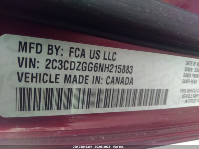 Dodge Challenger Sxt 2022 2C3CDZGG6NH215883 Image 9