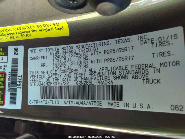 Toyota Tacoma Prerunner 2015 5TFJU4GN2FX075722 Image 9