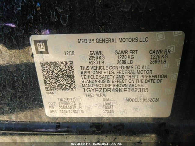 2019 Cadillac XT4, VIN: 1GYFZDR49KF142385
