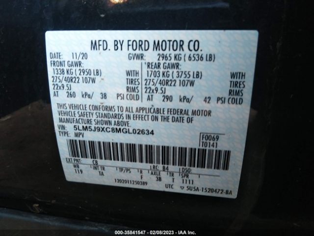 5LM5J9XC8MGL02634 Lincoln Aviator Black Label