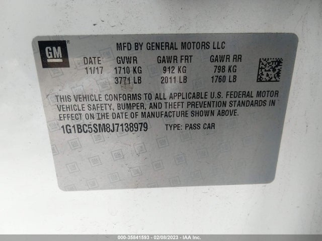 Chevrolet CRUZE LS 2018 1G1BC5SM8J7138979 Image 9