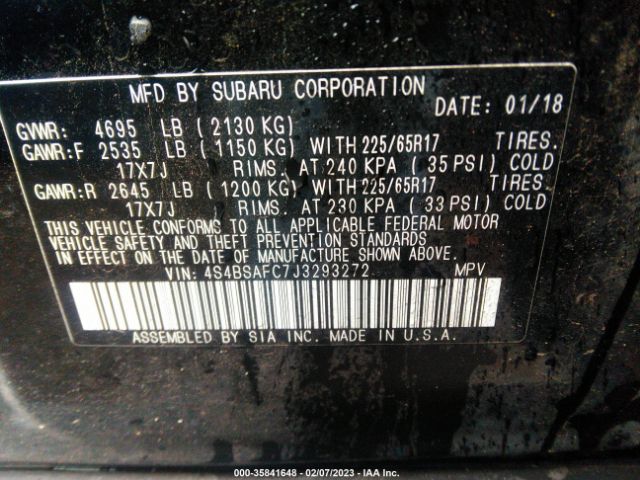 4S4BSAFC7J3293272 Subaru Outback Premium