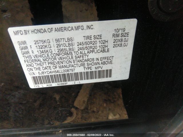 5J8YD4H54LL008797 Acura Mdx W/technology Pkg