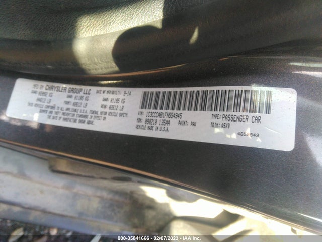 2015 CHRYSLER 200 LIMITED VIN: 1C3CCCAB1FN554945