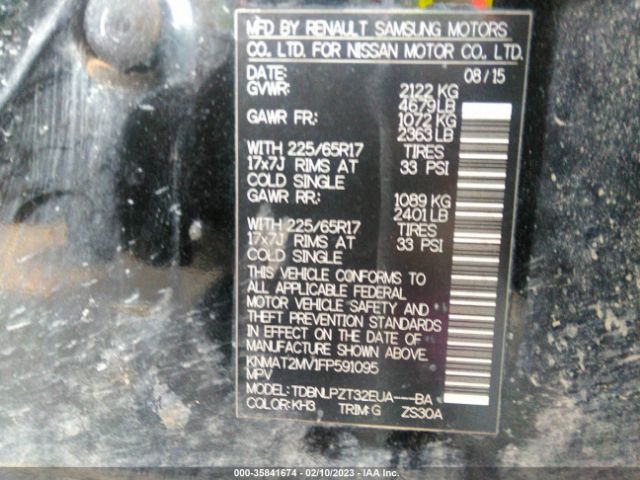 KNMAT2MV1FP591095 Nissan ROGUE S
