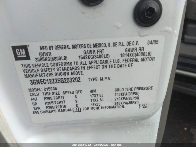 Chevrolet Avalanche Z66 2005 3GNEC12Z25G253202 Image 10