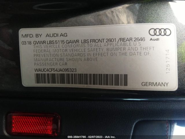 WAUC4CF54JA095323 Audi S5 3.0t Premium Plus