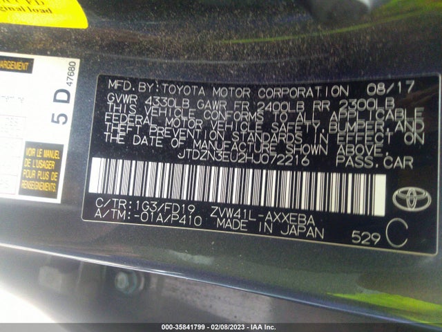 2017 Toyota Prius, VIN: JTDZN3EU2HJ072216