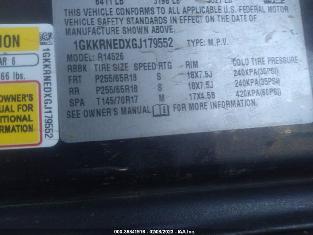 GMC ACADIA SLE 2016 1GKKRNEDXGJ179552 Image 9
