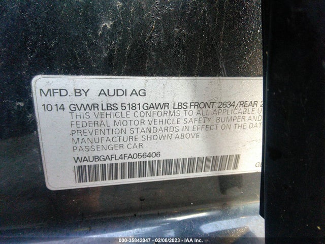 2015 Audi S4, VIN: WAUBGAFL4FA056406