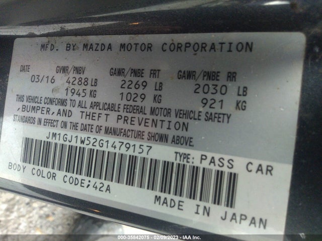 2016 Mazda 6, VIN: JM1GJ1W52G1479157