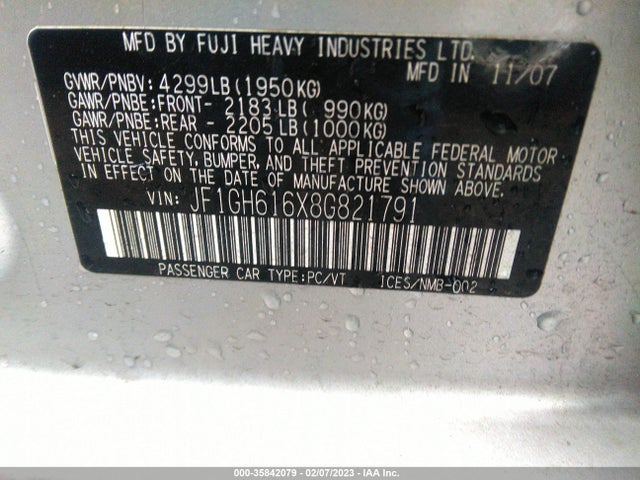 Subaru Impreza Wagon I W/premium Pkg 2008 JF1GH616X8G821791 Image 10