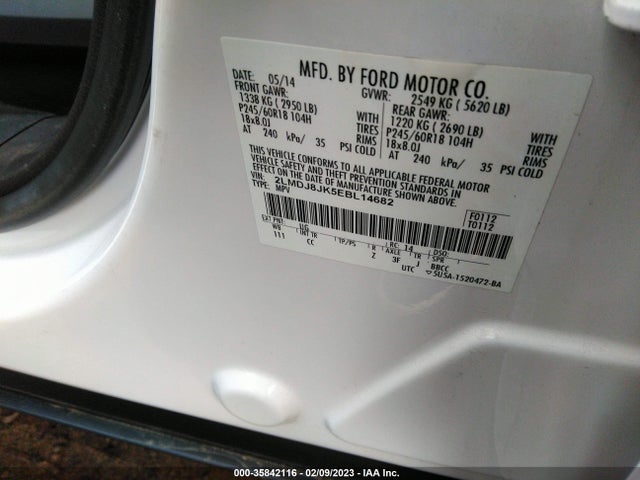 2014 LINCOLN MKX VIN: 2LMDJ8JK5EBL14682