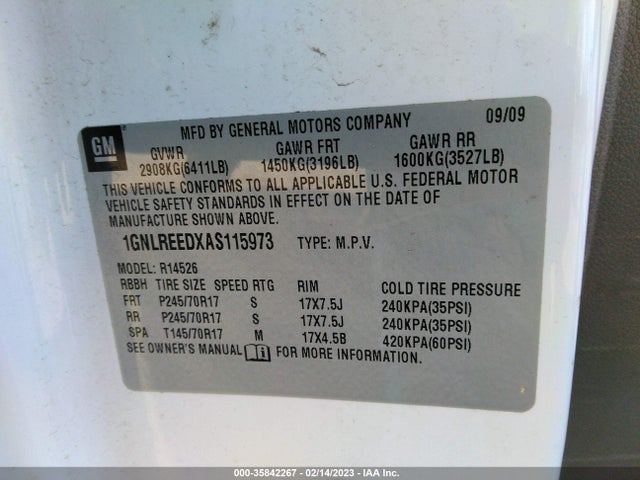 2010 CHEVROLET TRAVERSE LS VIN: 1GNLREEDXAS115973