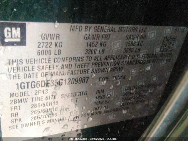 1GTG6DE35G1209987 GMC Canyon 4wd Slt