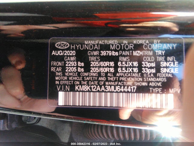 2021 Hyundai Kona, VIN: KM8K12AA3MU644417
