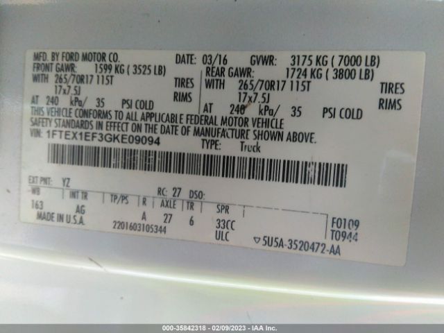 1FTEX1EF3GKE09094 Ford F-150 Xlt/xl/lariat