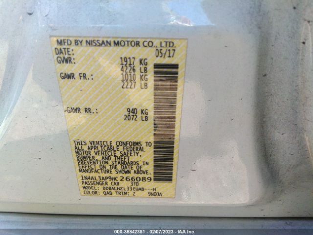 1N4AL3AP9HC266089 Nissan Altima 2.5 Sr
