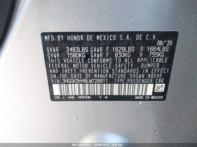 Honda FIT LX 2020 3HGGK5H48LM728911 Image 9