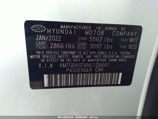 2022 Genesis G80, VIN: KMTGB4SD6NU126641