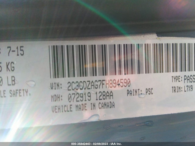 Dodge Challenger Sxt 2015 2C3CDZAG7FH894590 Image 9