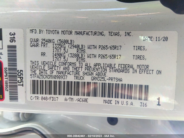 2021 Toyota Tacoma, VIN: 5TFAZ5CN3MX098937