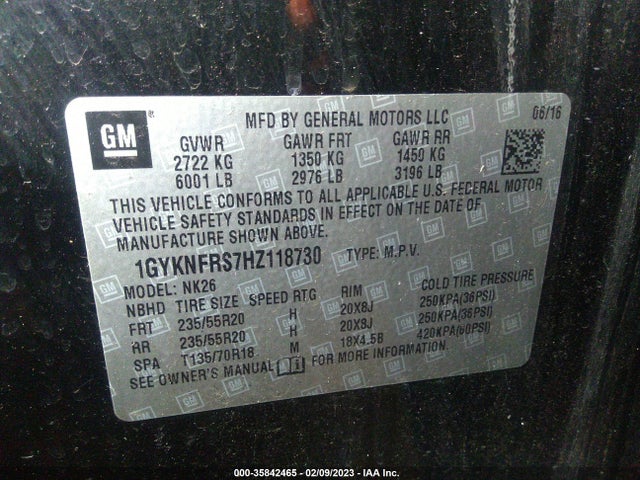2017 Cadillac XT5, VIN: 1GYKNFRS7HZ118730