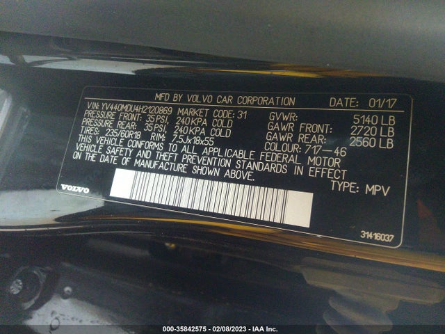 2017 Volvo XC60, VIN: YV440MDU4H2120869