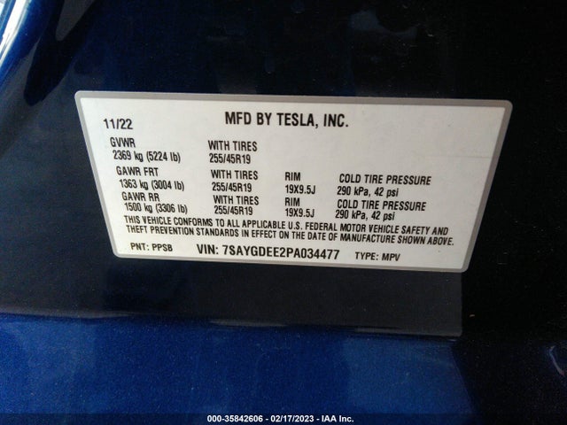 Tesla Model Y Long Range 2023 7SAYGDEE2PA034477 Image 9