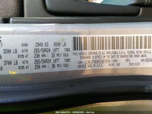 1C4RJFAG9HC927074 Jeep Grand Cherokee Altitude