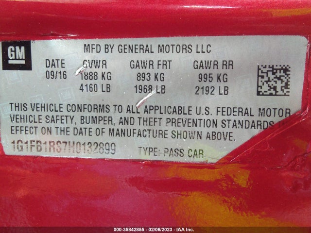 Chevrolet Camaro 1lt 2017 1G1FB1RS7H0132899 Image 10