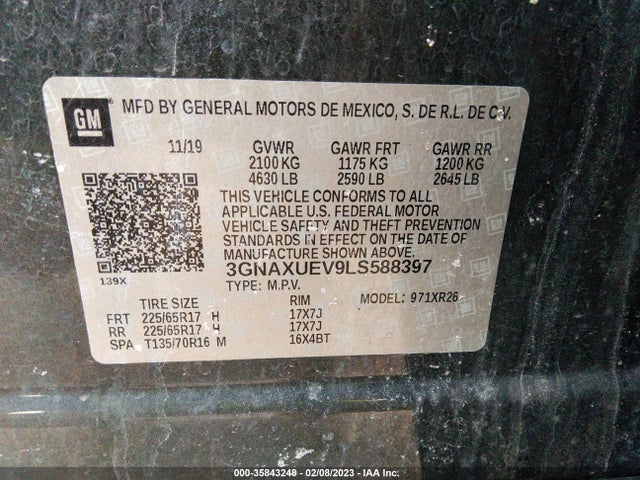 Chevrolet EQUINOX LT 2020 3GNAXUEV9LS588397 Image 11