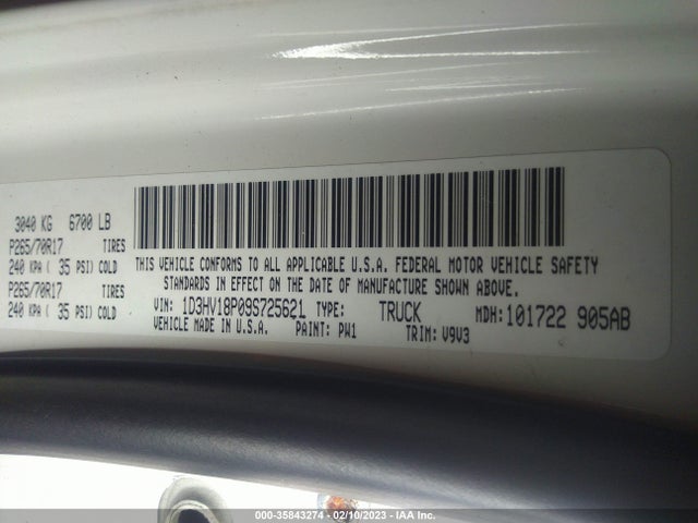 Dodge Ram 1500 St 2009 1D3HV18P09S725621 Image 11