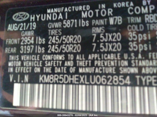 2020 Hyundai Palisade, VIN: KM8R5DHEXLU062854