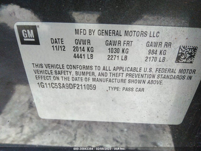 Chevrolet MALIBU LT 2013 1G11C5SA9DF211059 Image 10